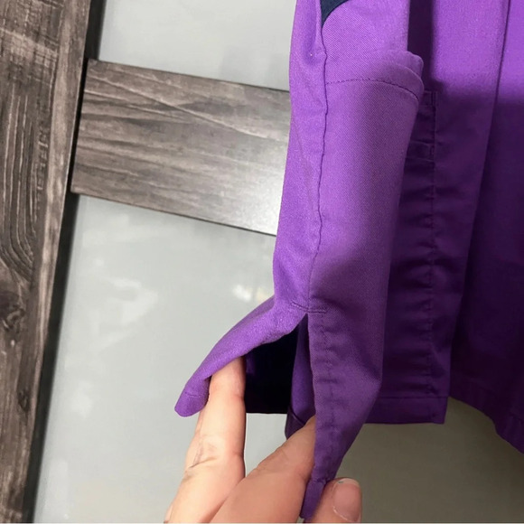 Buttersoft Stretch Colorblock Blue & Purple Scrub Top Women’s 3x Cotton Blend - Picture 3 of 7